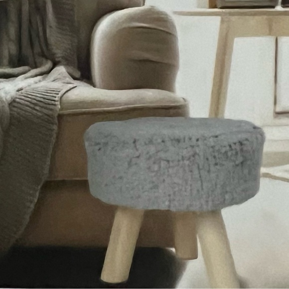 Footrest Ottoman Faux Sherpa Footstool - Picture 2 of 2